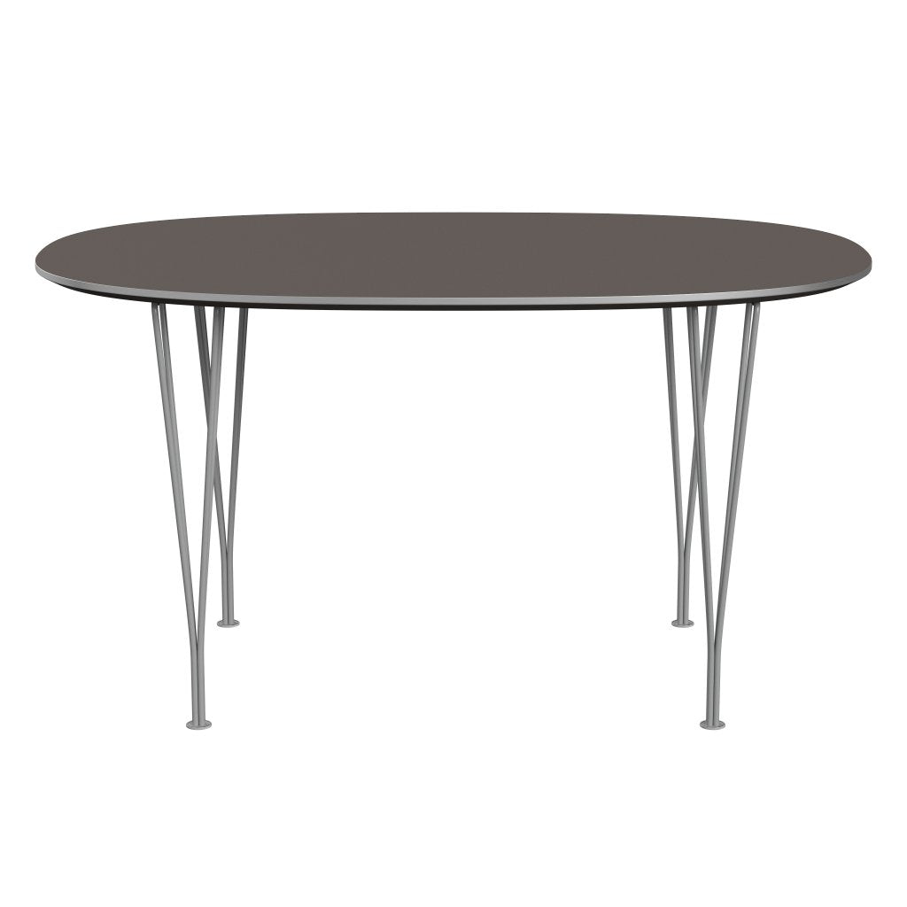 Fritz Hansen Superellipse spisebord gråt pulver coated/grå fenix laminater, 135x90 cm