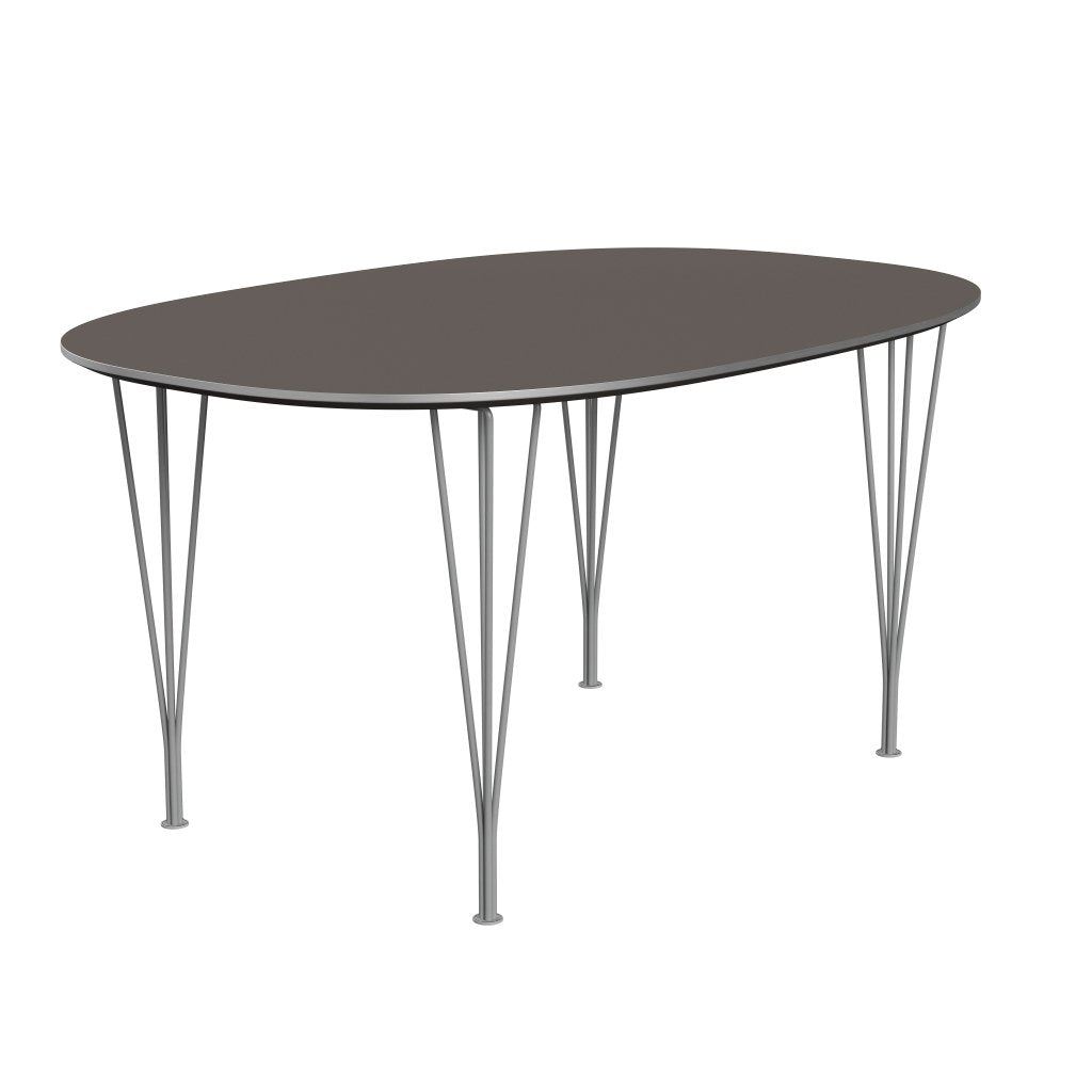 Fritz Hansen Superellipse spisebord gråt pulver coated/grå fenix laminater, 150x100 cm
