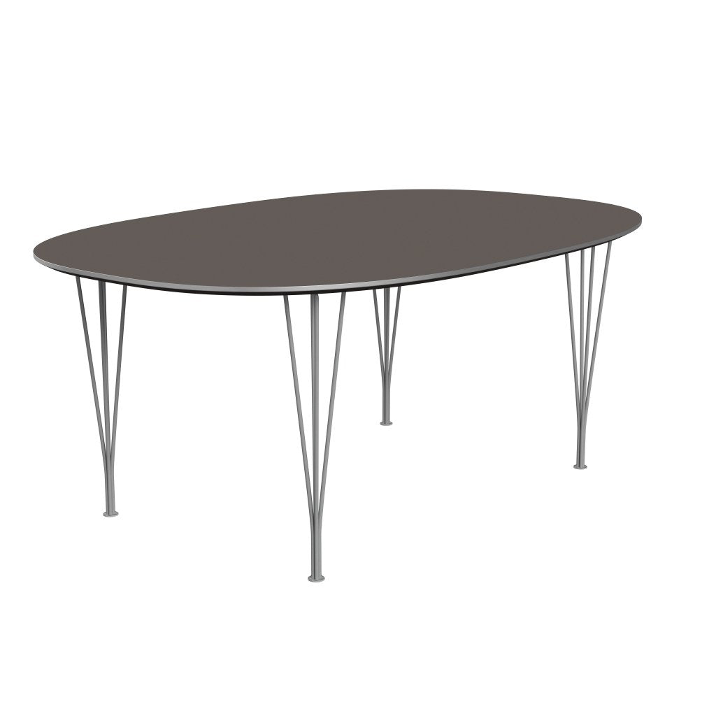 Fritz Hansen Superellipse spisebord gråt pulver coated/grå fenix laminater, 180x120 cm