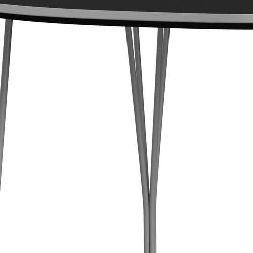 Fritz Hansen Superellipse spisebord gråt pulver coated/sort fenix laminater, 170x100 cm