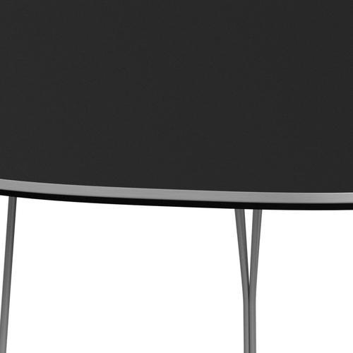 Fritz Hansen Superellipse spisebord gråt pulver coated/sort fenix laminater, 240x120 cm