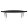 Fritz Hansen Superellipse餐桌灰色粉末涂层/黑色Fenix层压板，240x120 cm