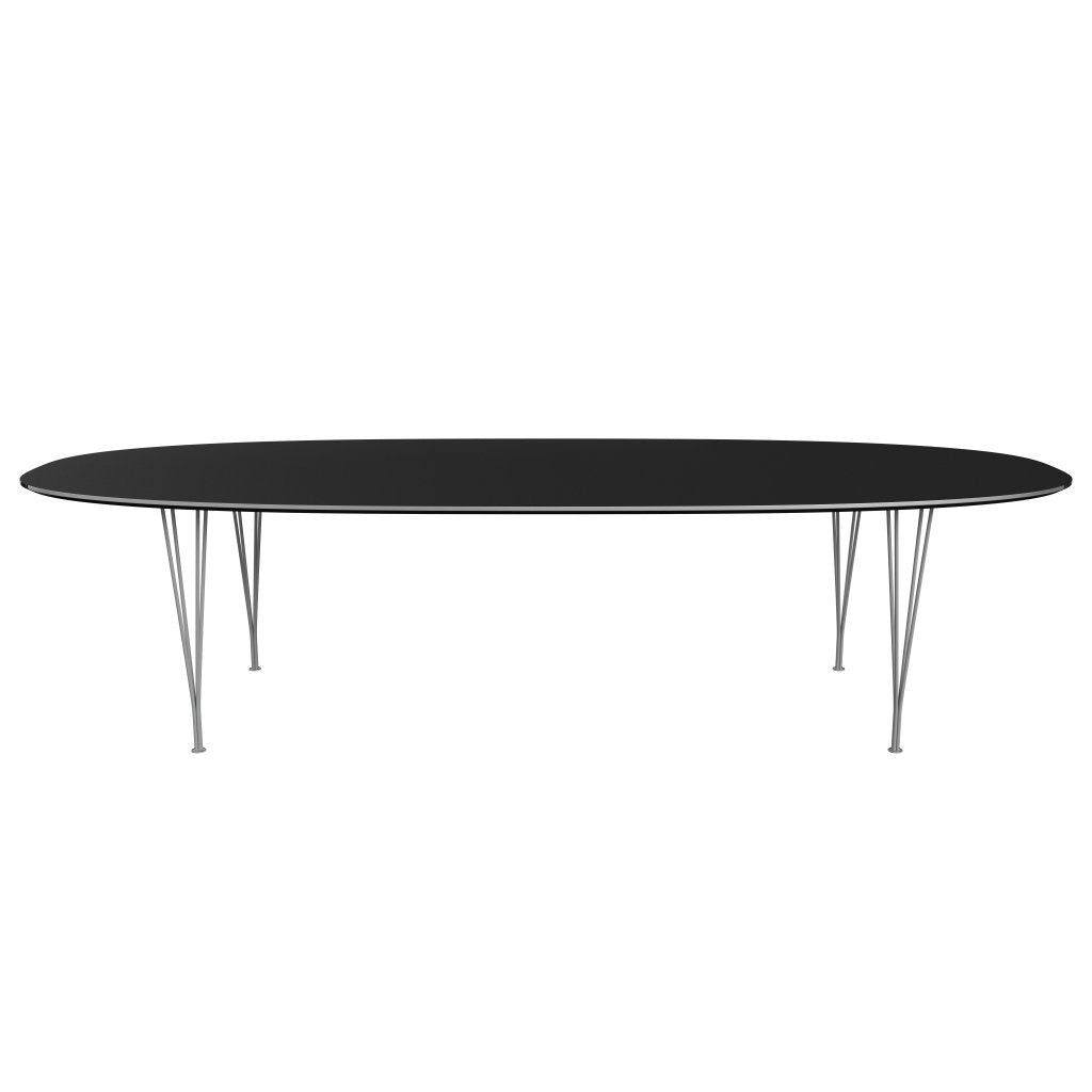 Fritz Hansen Superellipse spisebord gråt pulver coated/sort fenix laminater, 300x130 cm