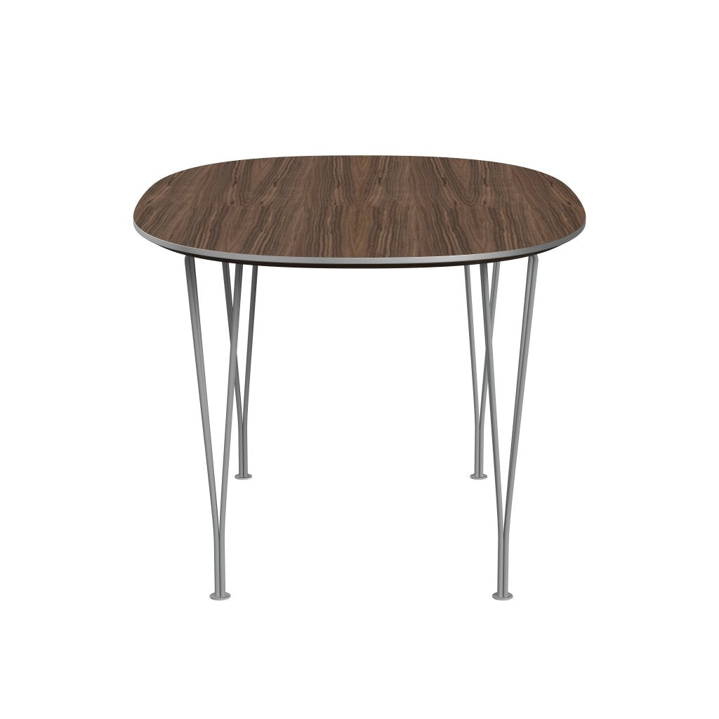 Fritz Hansen Superellipse spisebord grå pulver coated/valnød finer, 135x90 cm