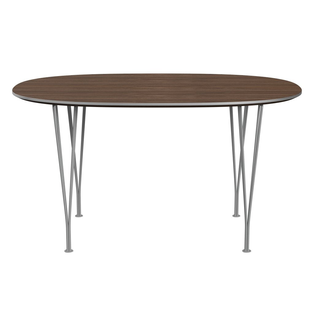 Fritz Hansen Superellipse spisebord grå pulver coated/valnød finer, 135x90 cm