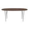 Fritz Hansen Superellipse spisebord grå pulver coated/valnød finer, 170x100 cm