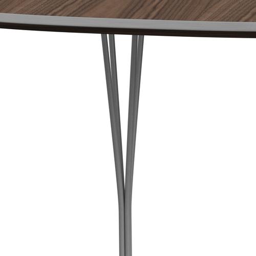 Fritz Hansen Superellipse spisebord grå pulver coated/valnød finer, 180x120 cm