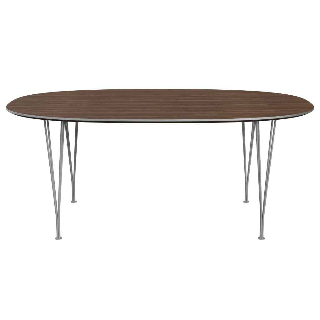 Fritz Hansen Superellipse spisebord grå pulver coated/valnød finer, 180x120 cm