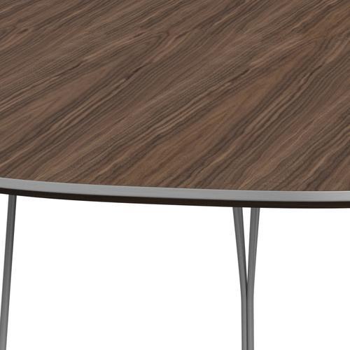 Fritz Hansen Superellipse spisebord grå pulver coated/valnød finer, 240x120 cm