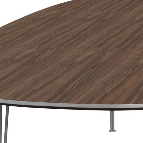 Fritz Hansen Superellipse spisebord grå pulver coated/valnød finer, 300x130 cm
