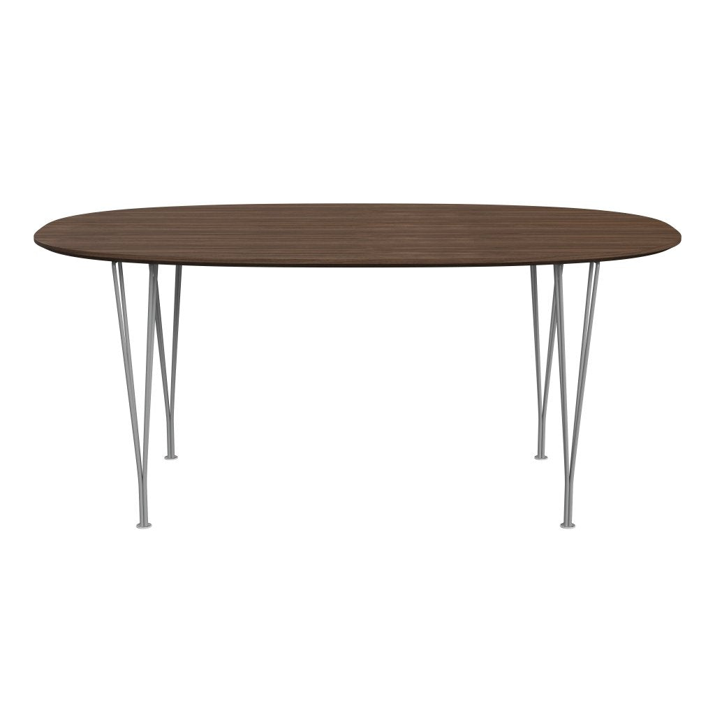 Fritz Hansen Superellipse Tavolo da pranzo Grigio in polvere/impiallacciatura di noce con bordo del tavolo in noce, 170x100 cm