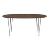 Fritz Hansen Superellipse spisebord grå pulver coated/valnød finer med valnød bordkant, 170x100 cm