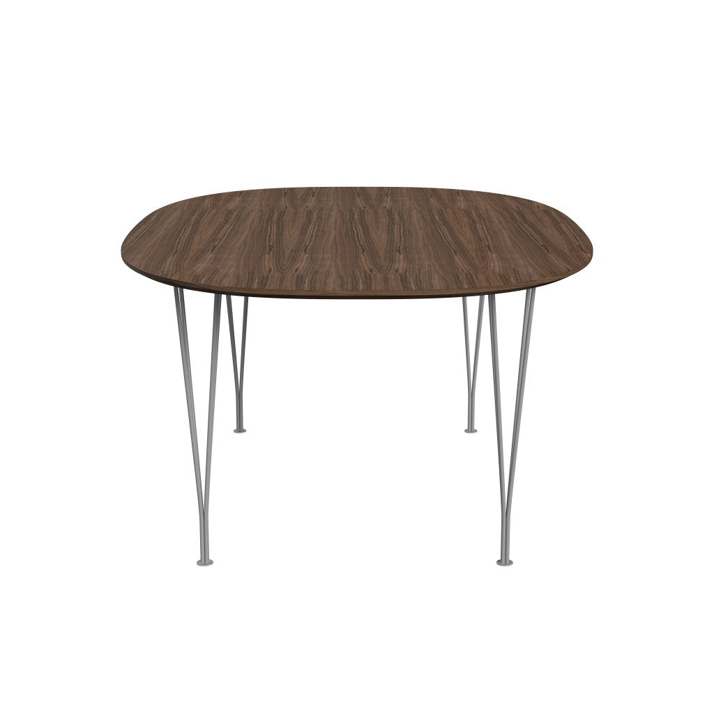 Fritz Hansen Superellipse spisebord grå pulver coated/valnød finer med valnød bordkant, 180x120 cm