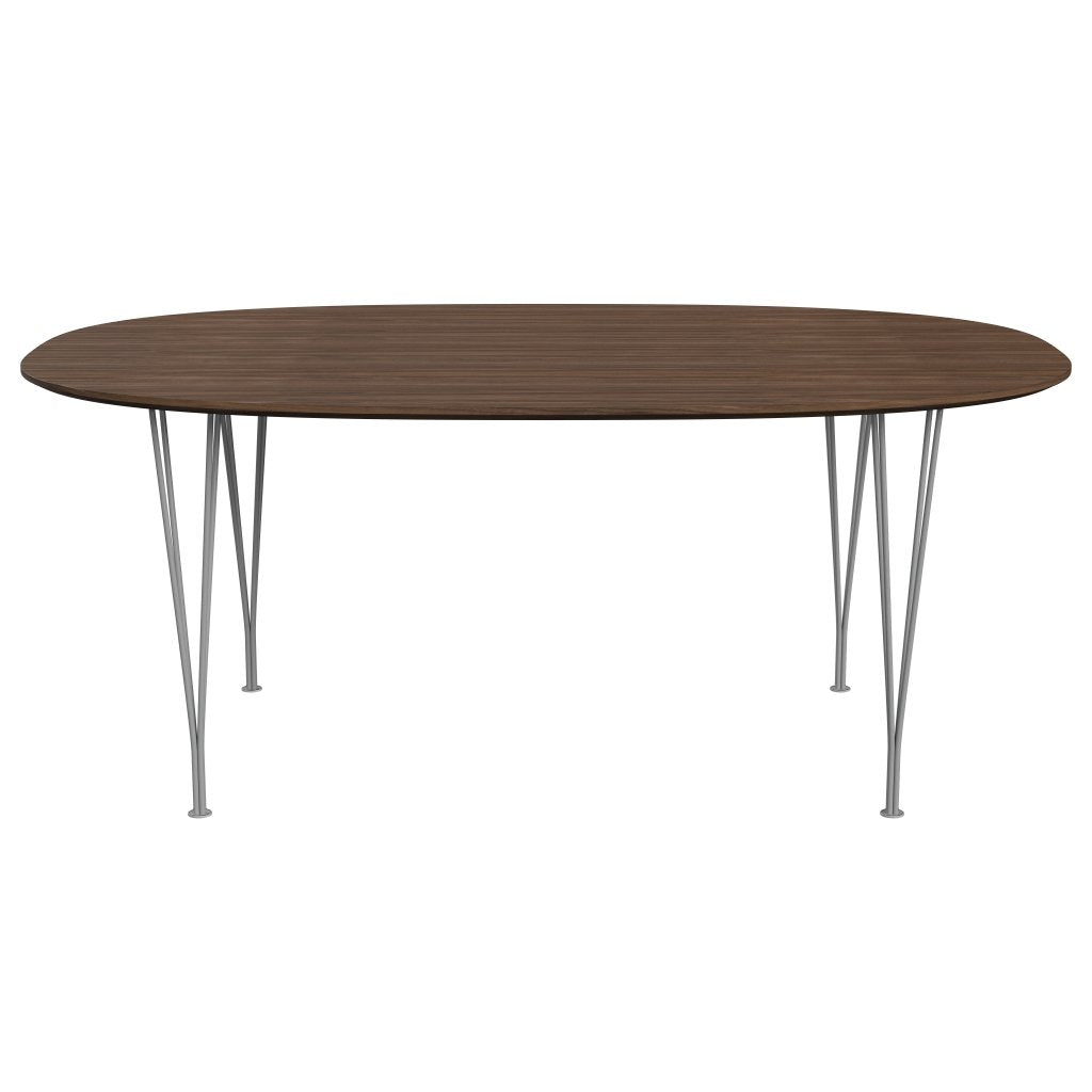 Fritz Hansen Superellipse Tavolo da pranzo Grigio in polvere/impiallacciatura di noce con bordo del tavolo in noce, 180x120 cm