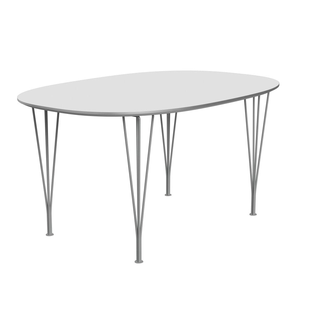 Fritz Hansen Superellipse spisebord gråt pulver coated/hvid fenix laminater, 150x100 cm