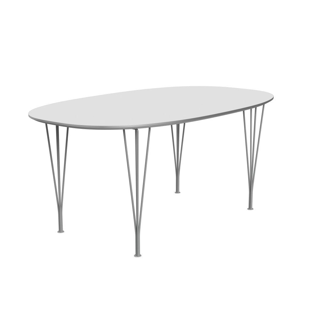 Fritz Hansen Superellipse spisebord gråt pulver coated/hvid fenix laminater, 170x100 cm