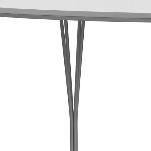 Fritz Hansen Superellipse spisebord gråt pulver coated/hvid fenix laminater, 180x120 cm