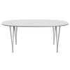 Fritz Hansen Superellipse -ruokapöydän harmaa jauhemaalattu/valkoinen fenix -laminaatit, 180x120 cm