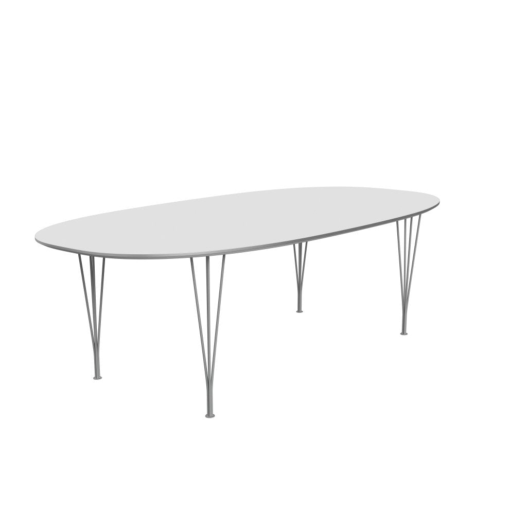 Fritz Hansen Superellipse matbord grå pulverbelagd/vita fenix laminat, 240x120 cm