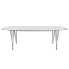 Fritz Hansen Superellipse -ruokapöydän harmaa jauhemaalattu/valkoinen fenix -laminaatit, 240x120 cm