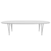 Fritz Hansen Superellipse -ruokapöydän harmaa jauhemaalattu/valkoinen fenix -laminaatit, 300x130 cm