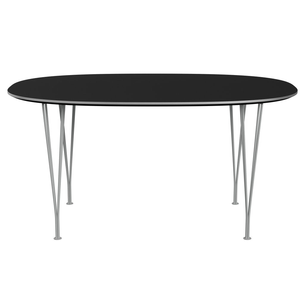 Fritz Hansen Superellipse spisebord ni grå/sort fenix -laminater, 150x100 cm