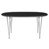 Fritz Hansen Superellipse餐桌九灰色/黑色Fenix层压板，150x100 cm