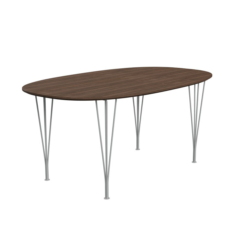 Fritz Hansen Superellipse spisebord ni grå/valnødfiner med valnødbordskant, 170x100 cm