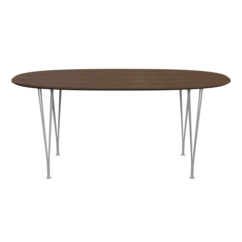 Fritz Hansen Superellipse Tavolo da pranzo nove impiallacciatura grigia/noce con bordo del tavolo in noce, 170x100 cm
