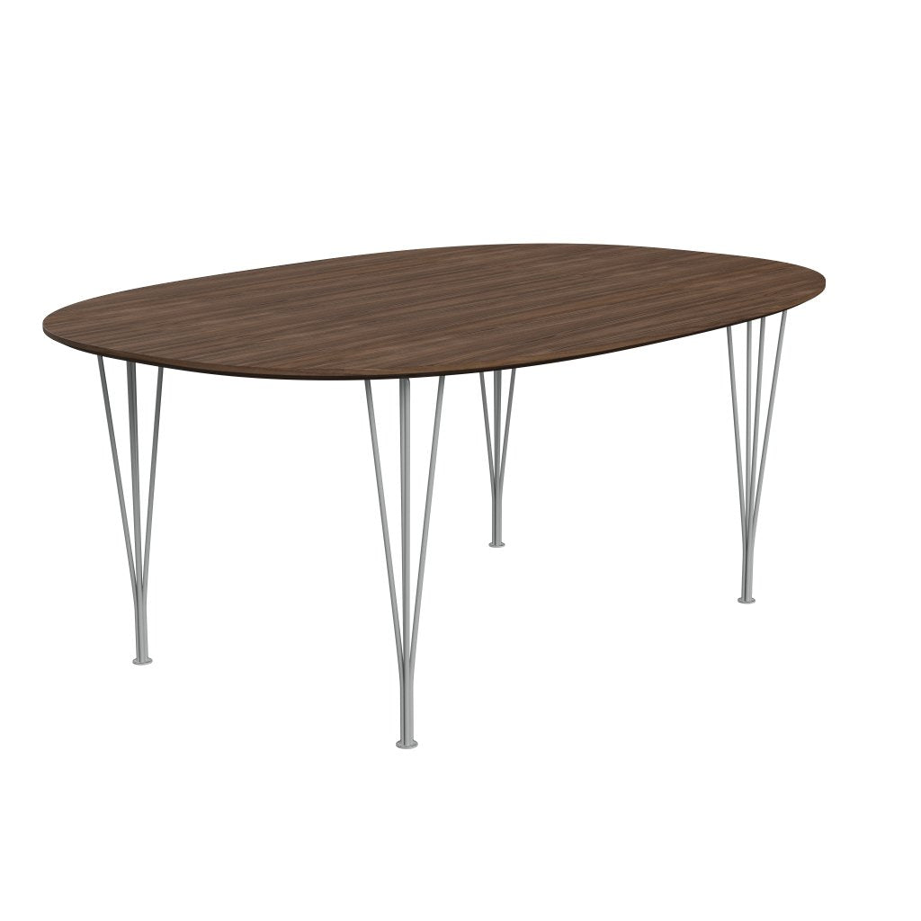 Fritz Hansen Superellipse Dining Table Ni Gray/Walnut Veneer With Walnut Table Edge, 180x120 cm