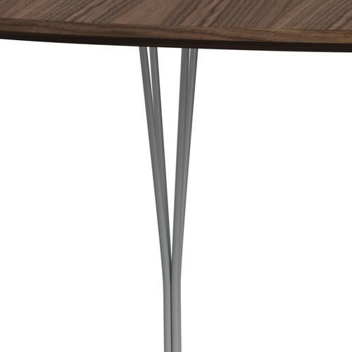 Fritz Hansen Superellipse -ruokapöytä yhdeksän harmaa/pähkinäviilu pähkinäpöytäreuna, 180x120 cm