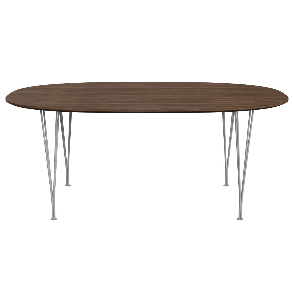 Fritz Hansen Superellipse Tavolo da pranzo Nine impiallacciatura grigia/noce con bordo del tavolo in noce, 180x120 cm