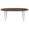 Fritz Hansen Superellipse spisebord ni grå/valnødfiner med valnødbordskant, 180x120 cm