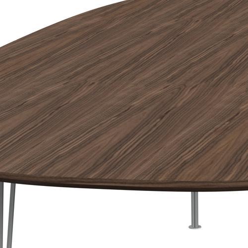 Fritz Hansen Superellipse spisebord ni grå/valnødfiner med valnødbordskant, 300x130 cm