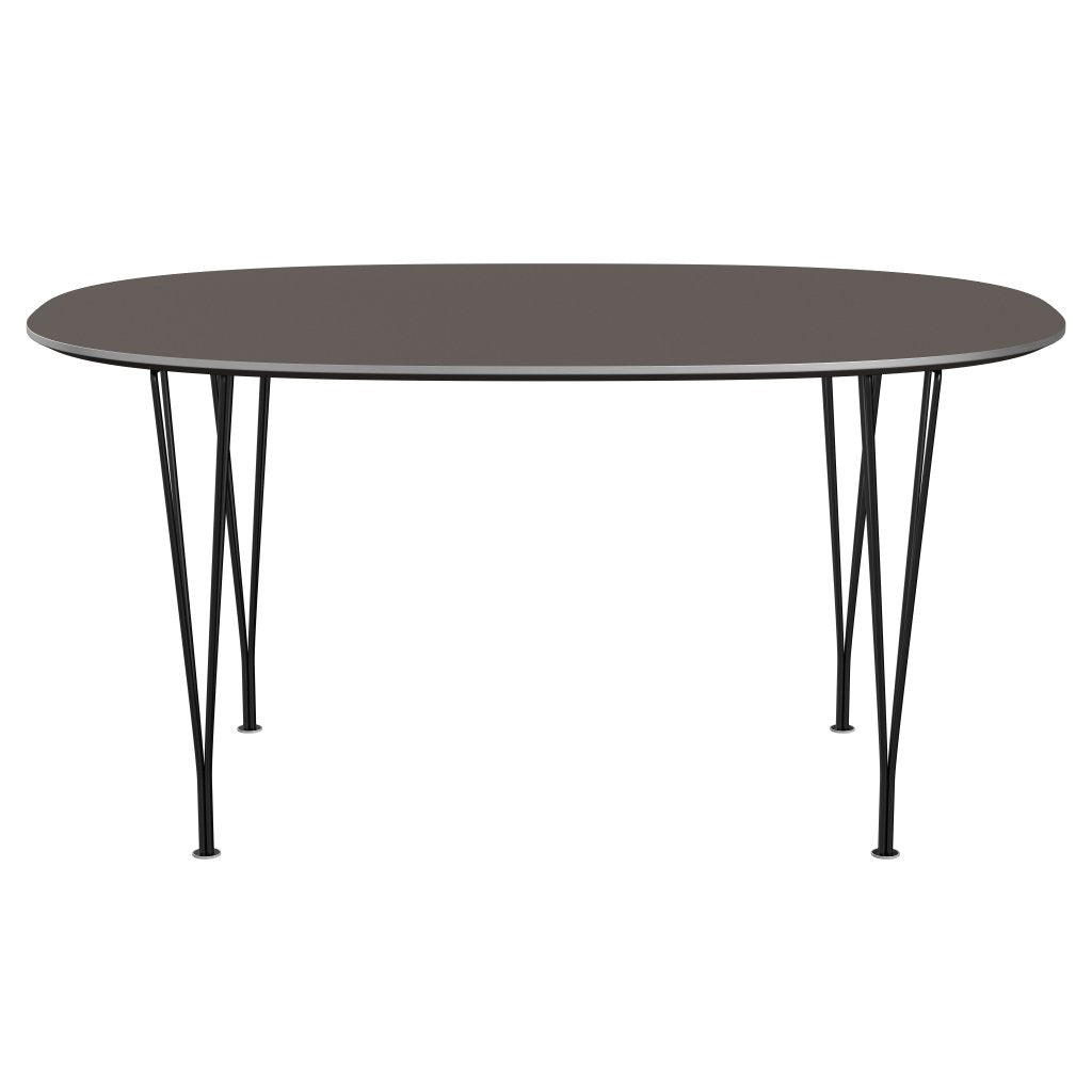 Fritz Hansen Superellipse spisebord sort/grå fenix -laminater, 150x100 cm