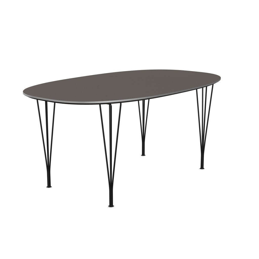 Fritz Hansen Superellipse spisebord sort/grå fenix -laminater, 170x100 cm