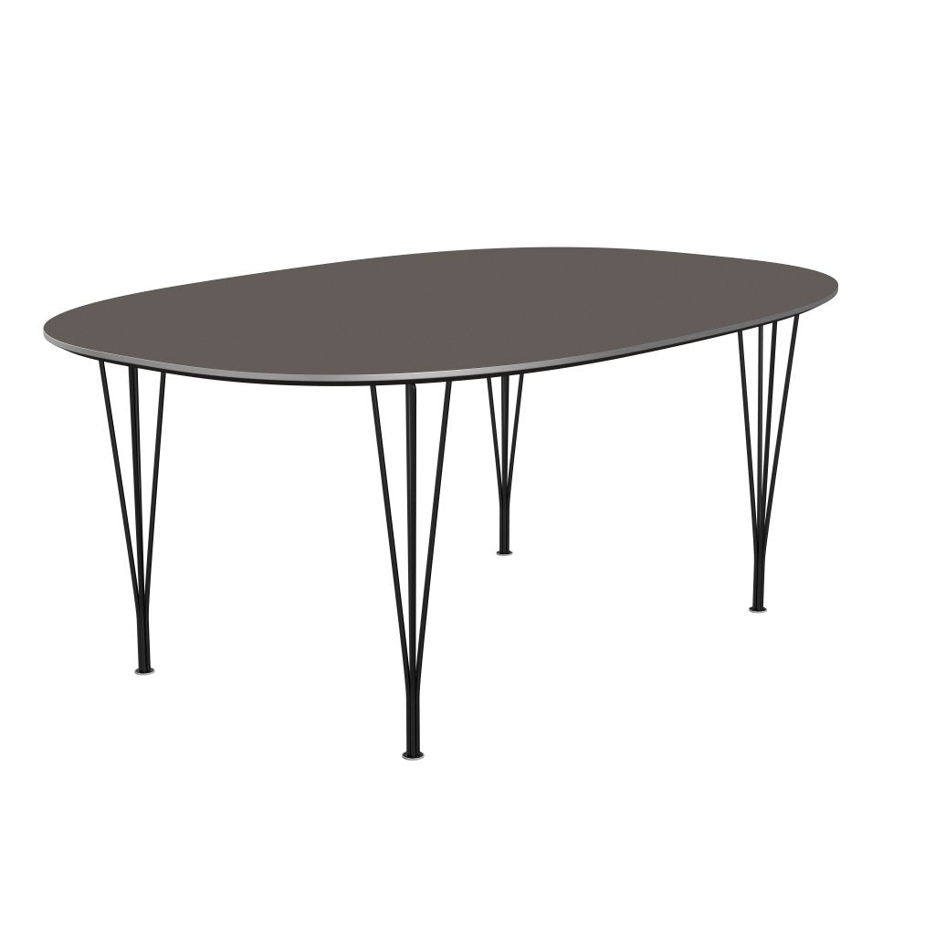 Fritz Hansen Superellipse spisebord sort/grå fenix -laminater, 180x120 cm