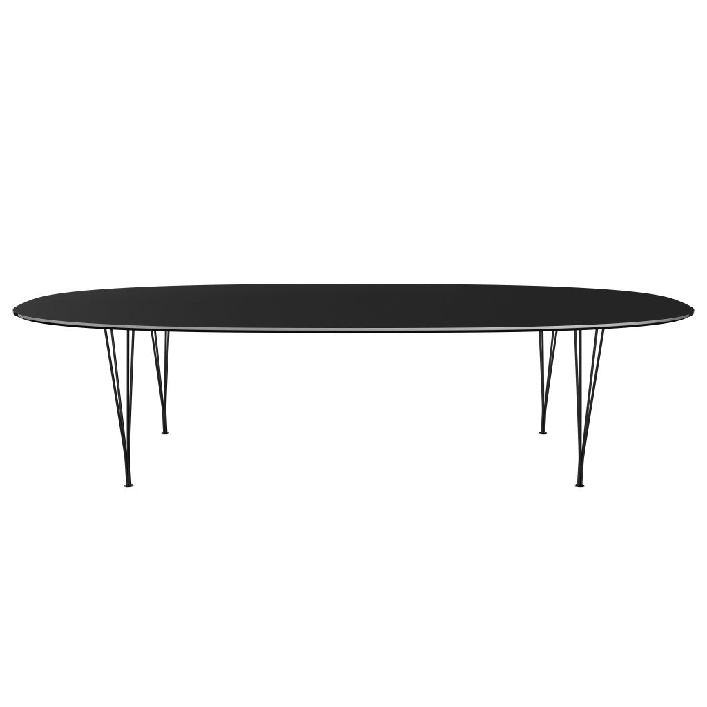 Fritz Hansen Superellipse餐桌黑色/黑色Fenix层压板，300x130 cm