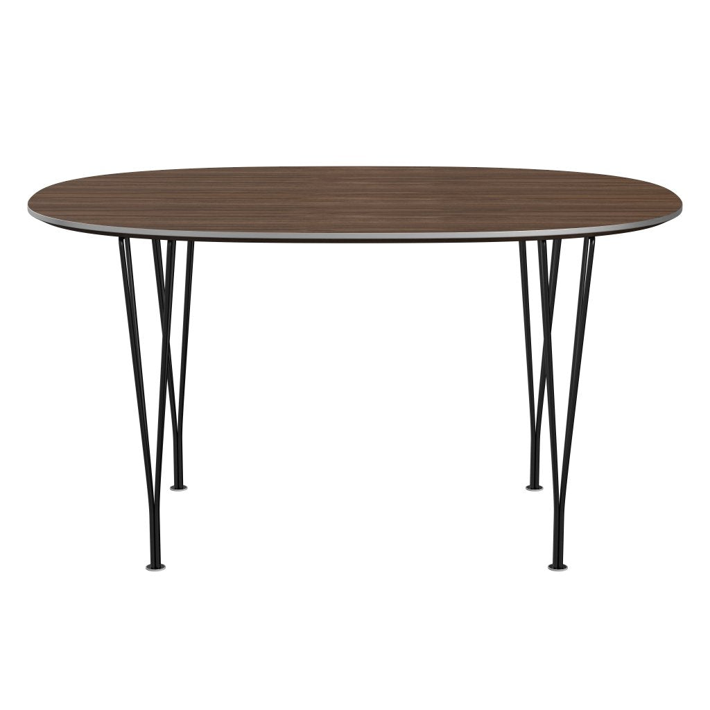 Fritz Hansen Superellipse餐桌黑色/胡桃木贴面，135x90厘米