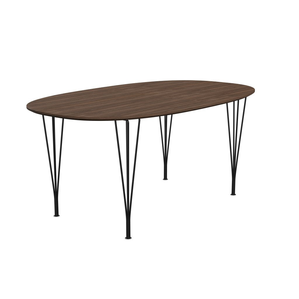 Fritz Hansen Superellipse Dining Table Black/Walnut Veneer With Walnut Table Edge, 170x100 Cm
