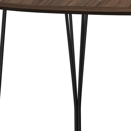 Fritz Hansen Superellipse Tavolo da pranzo Black/Walnut Appiacciaio con bordo del tavolo in noce, 170x100 cm