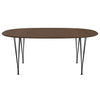 Fritz Hansen Superellipse Dining Table Black/Walnut Veneer With Walnut Table Edge, 180x120 Cm