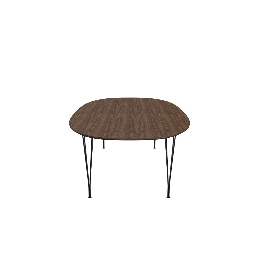 Fritz Hansen Superellipse spisebord sort/valnødfiner med valnødbordskant, 300x130 cm