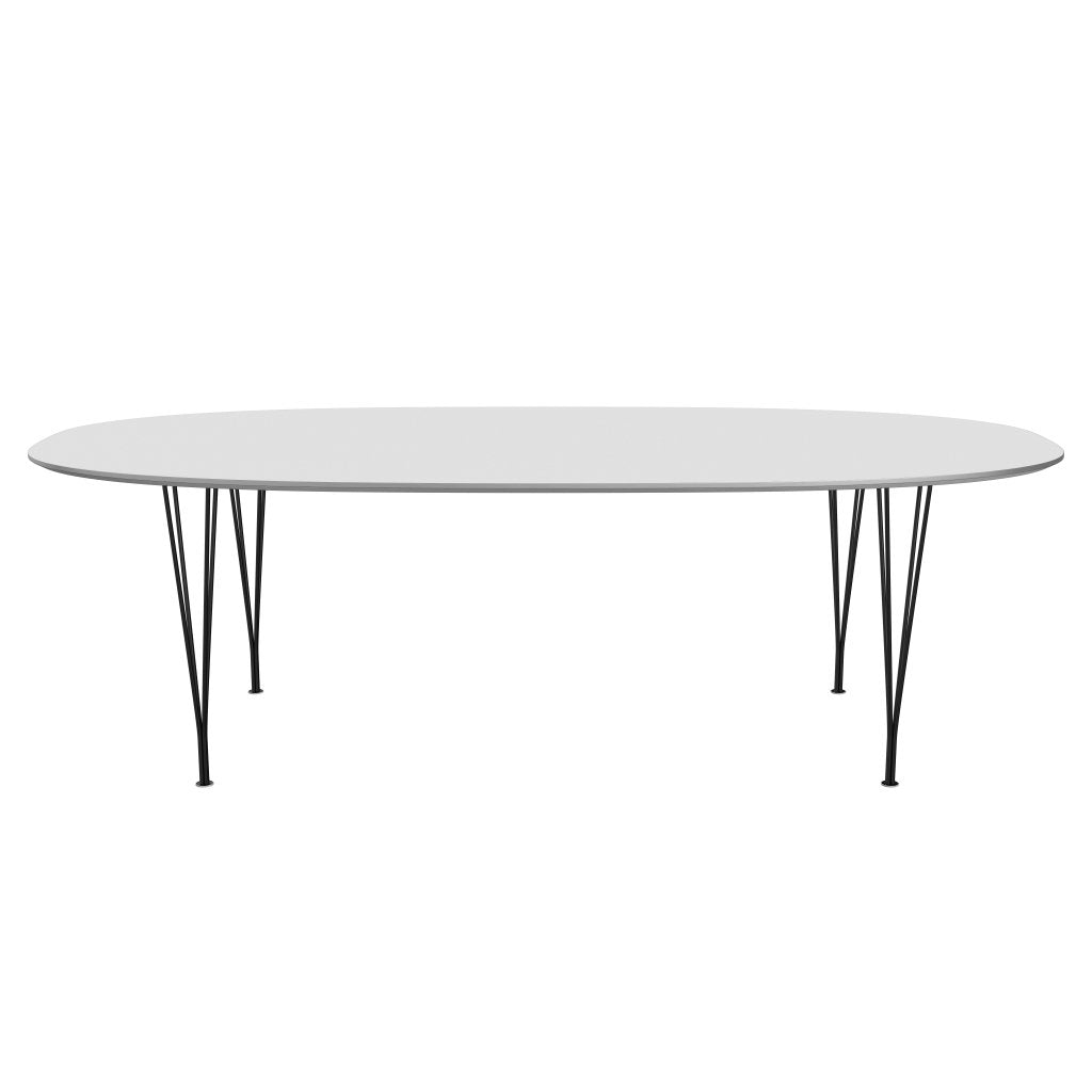 Fritz Hansen Superellipse -ruokapöytä musta/valkoinen fenix -laminaatit, 240x120 cm