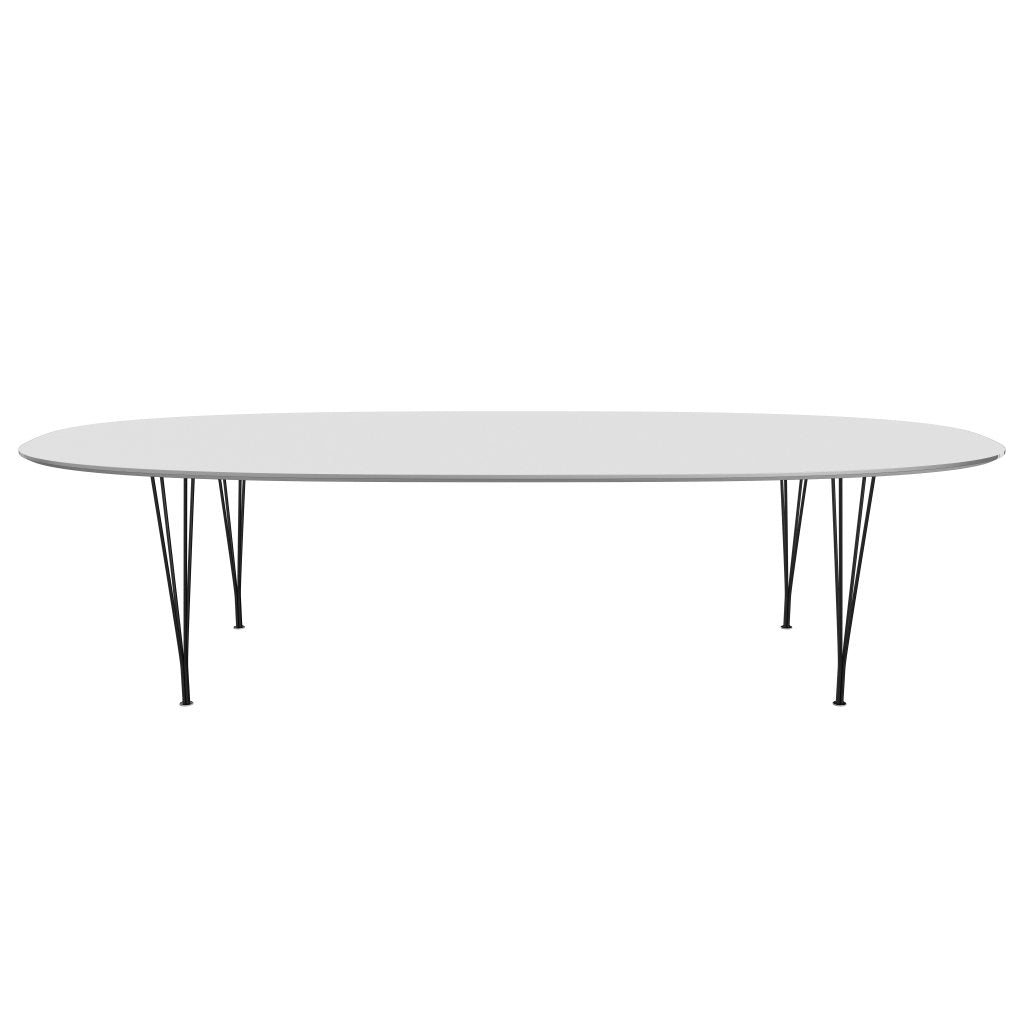 Fritz Hansen Superellipse -ruokapöytä musta/valkoinen fenix -laminaatit, 300x130 cm