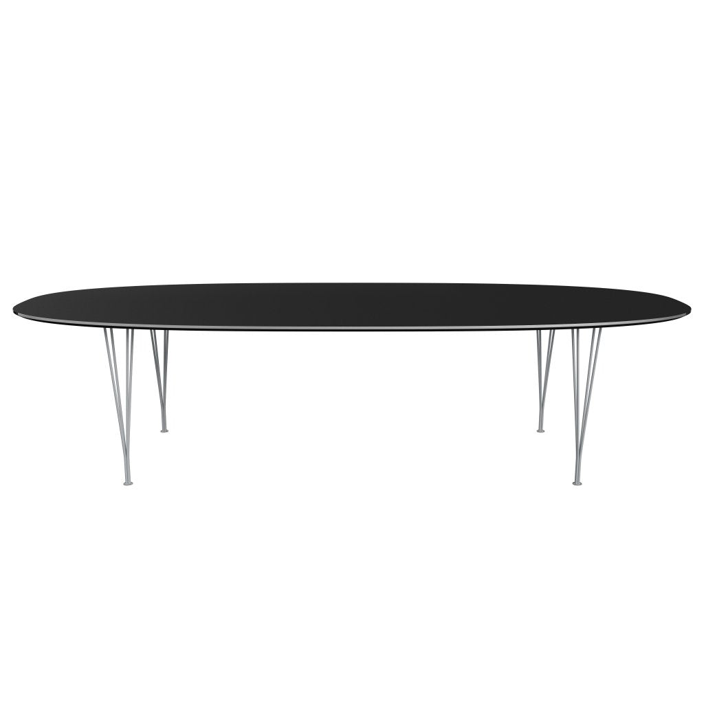 Fritz Hansen Superellipse餐桌Silvergrey/黑色Fenix层压板，300x130 cm