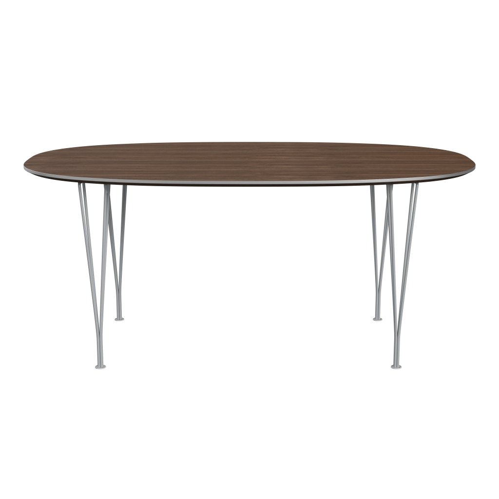 Fritz Hansen Superellipse spisebord sølvgrå/valnød finer, 170x100 cm