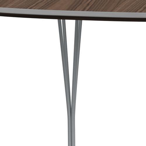 Fritz Hansen Superellipse spisebord sølvgrå/valnøtt finér, 180x120 cm