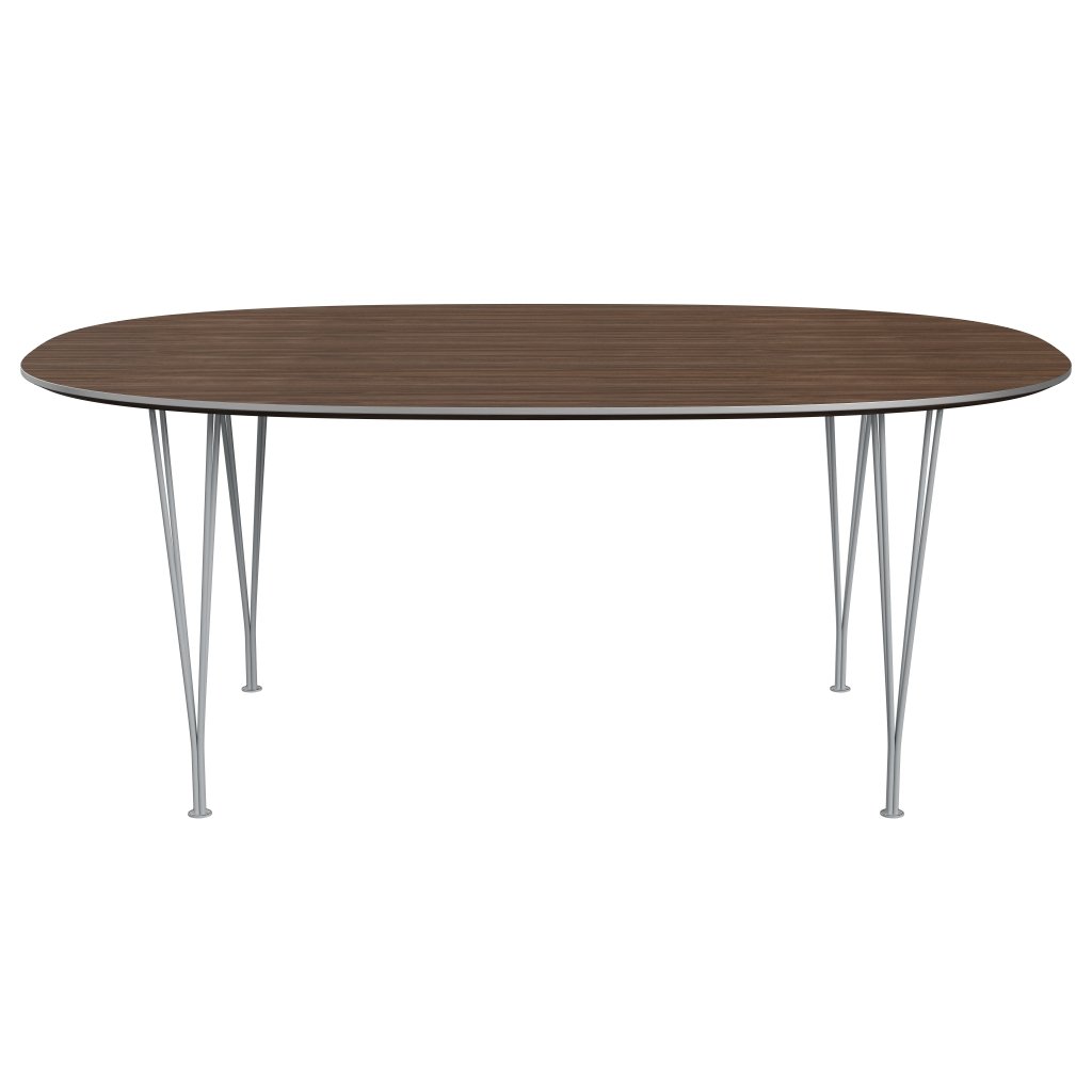 Fritz Hansen Superellipse spisebord sølvgrå/valnødfiner, 180x120 cm
