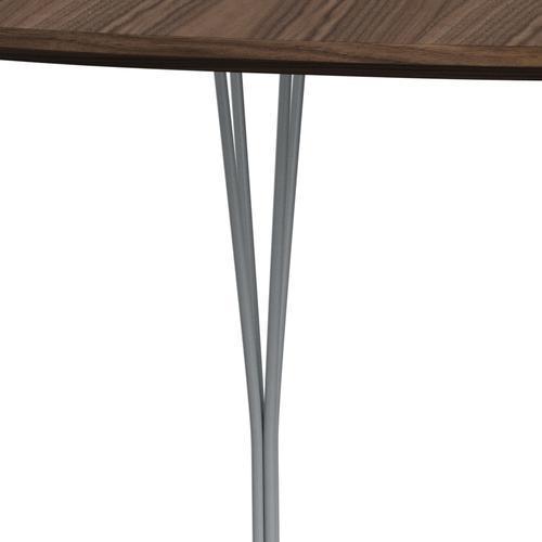 Fritz Hansen Superellipse spisebord sølvgrå/valnødfiner med valnød bordkant, 180x120 cm